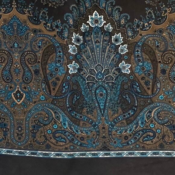 Vintage Floral Paisley Midi Skirt Size Small 28" Waist 90s Microfiber Damask - Picture 3 of 5